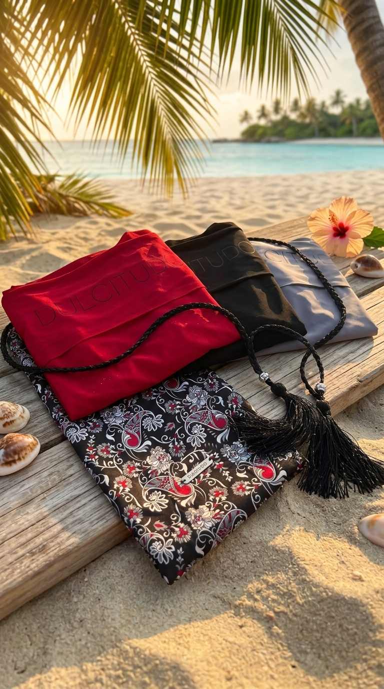 Burgundy Beach Pareo with 100% Silk Pouch