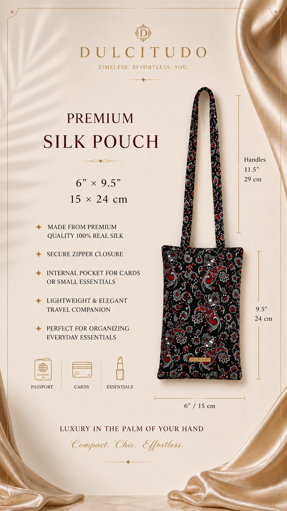 Burgundy Beach Pareo with 100% Silk Pouch
